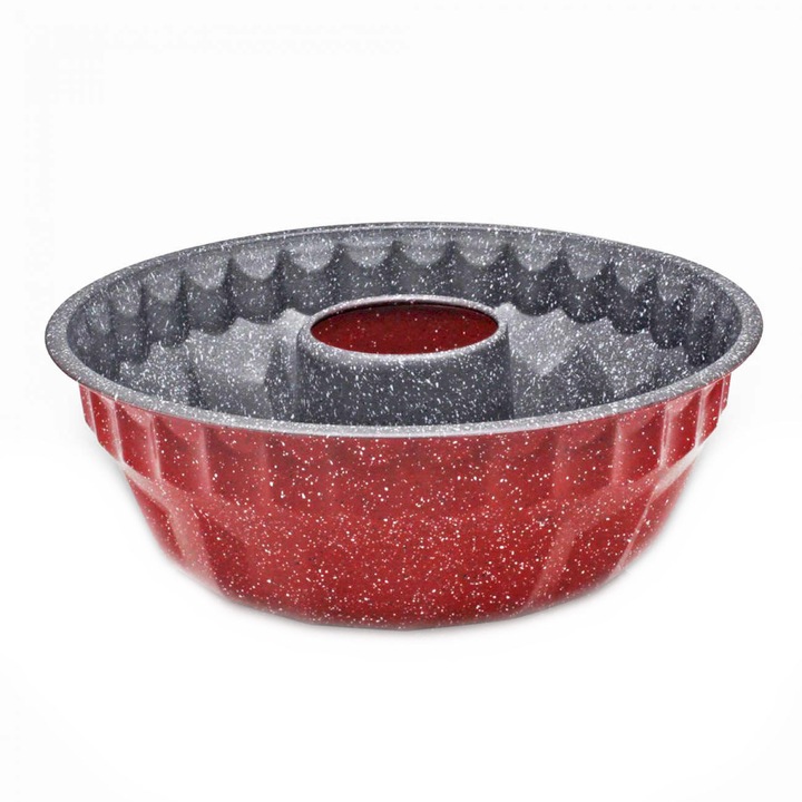 Tava de copt Voltz V51223RE, 26.5 cm, Acoperire antiaderenta din marmura, Rosu