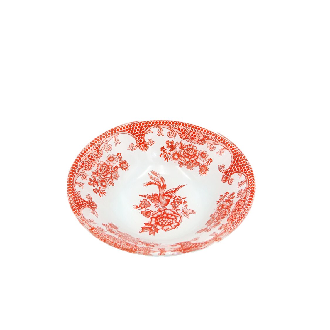 Set 6 boluri sticla , alb cu trandafirii rosii, 13 cm