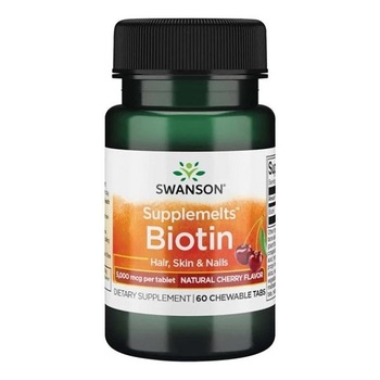 Supliment alimentar, Biotina (5000 µg), Swanson Supplemelts™ Biotin - 60 comprimate masticabile (Cirese) Supliment alimentar, Biotina (5000 µg), Swanson Supplemelts™ Biotin - 60 comprimate masticabile (Cirese)