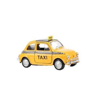 Masinuta TAXI Welly Fiat Nova 500, Toi Toys, 1:30 Masinuta TAXI Welly Fiat Nova 500, Toi Toys, 1:30
