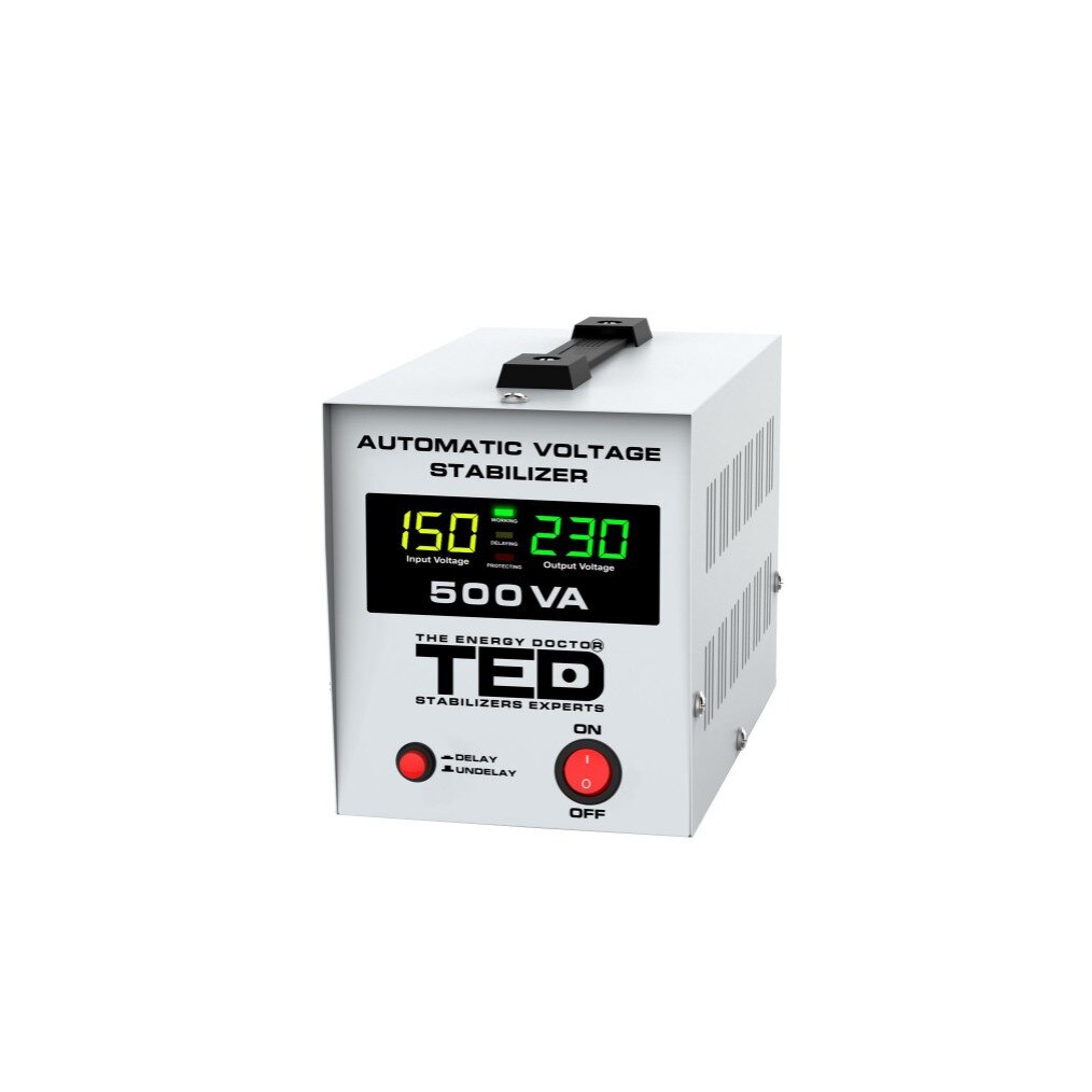 Stabilizator retea maxim 500VA-AVR LCD 1 iesire schuko TED500