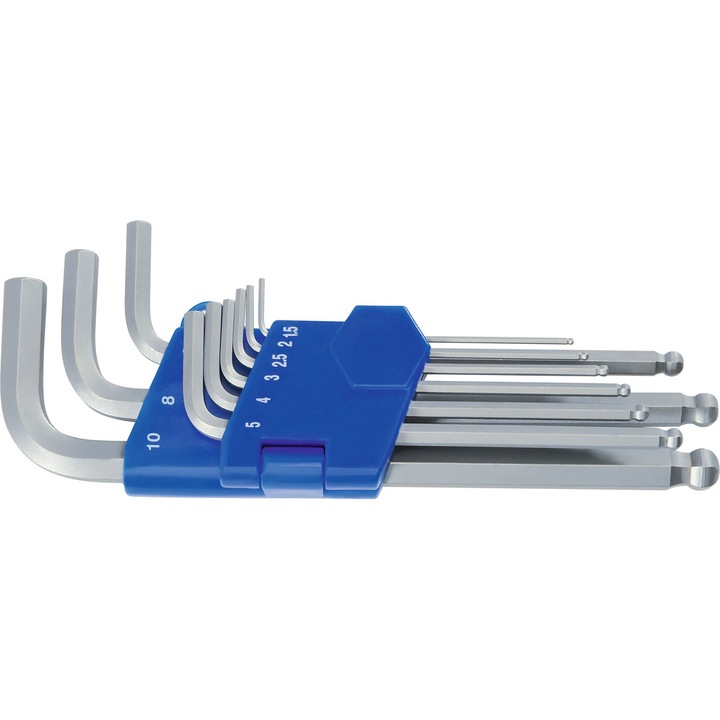 Set chei imbus hexagonale cu bila, HEYTEC, 9 piese