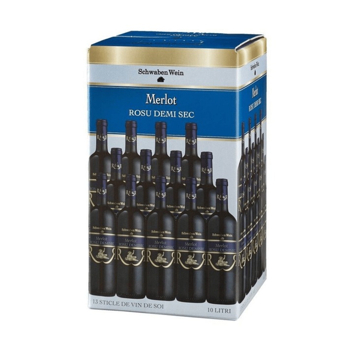 Vin, Recas, Merlot, Rosu Demisec, Bag in Box 10 L