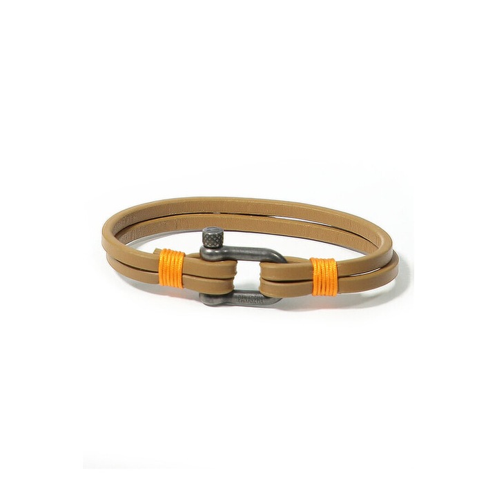 Bőr karkötő Panareha Teahupo'o, barna/narancs