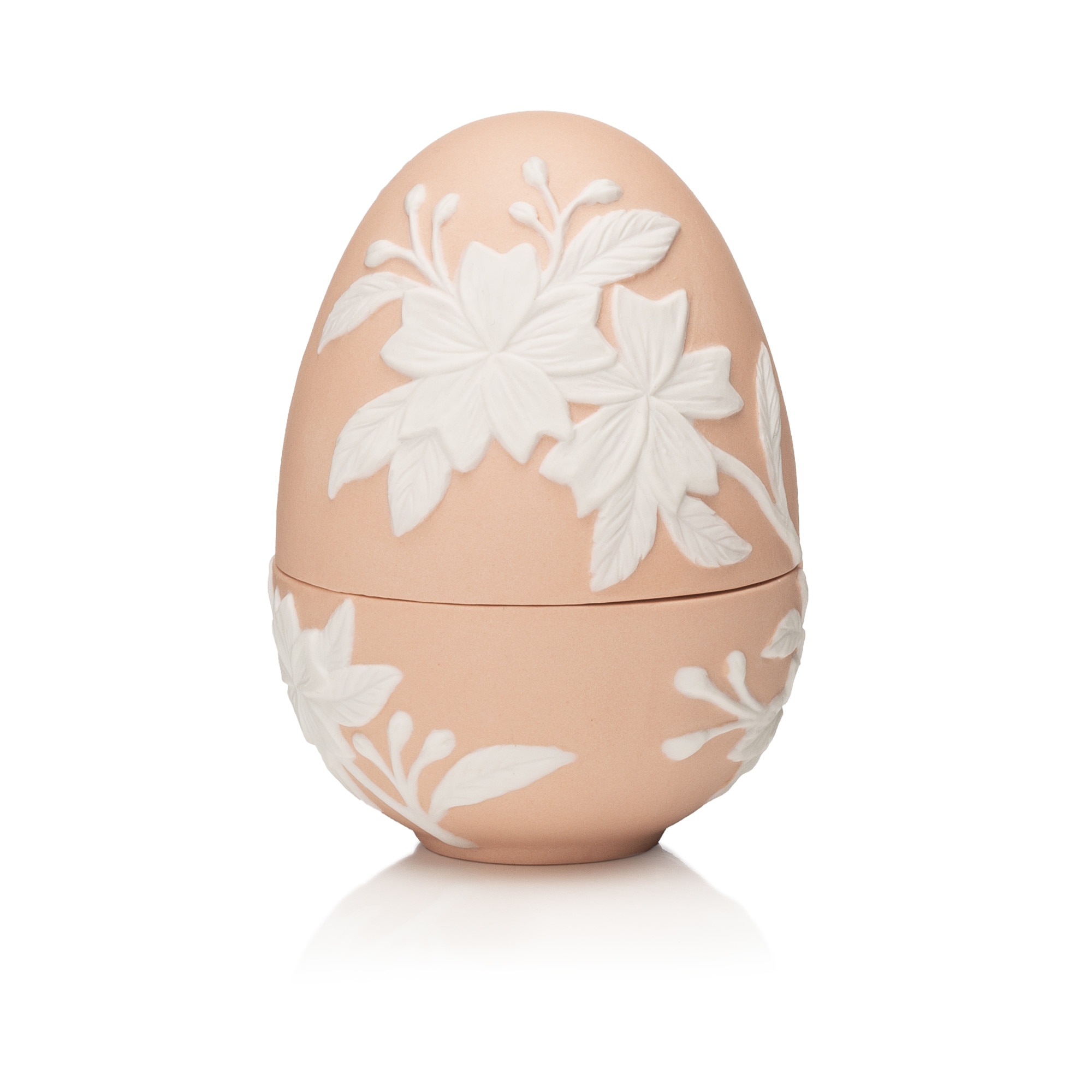 Ou portelan 11cm roz cu flori albe