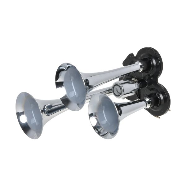 Claxon auto AutoMax Polonia, 12/24V, cromat cu 3 tonuri