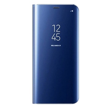 Husa Carte Clear View pentru Samsung Galaxy A51, Functie Stand, Albastru