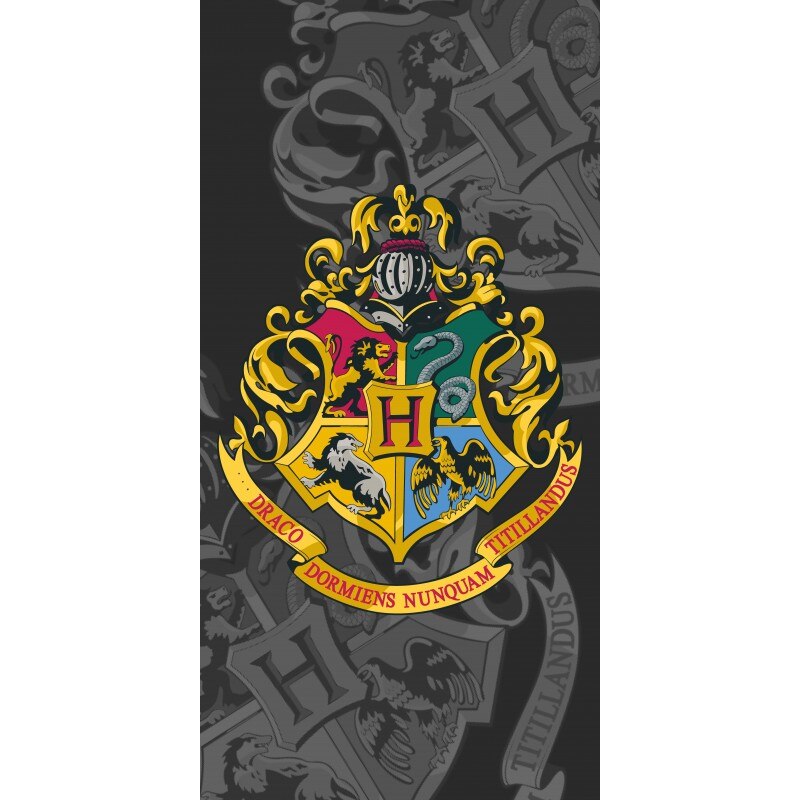Prosop De Plaja Harry Potter Hogwarts Logo , 70x140cm, Multicolor