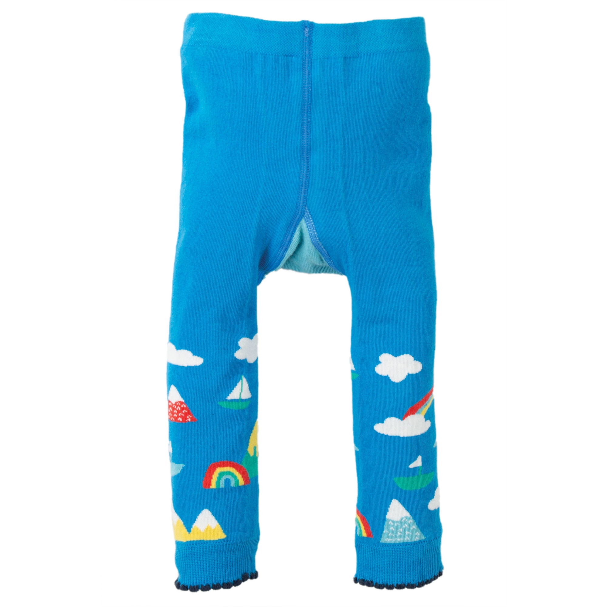 Pantaloni crosetati, cu si nori, bumbac organic, albastru, bebe 6-12 luni -