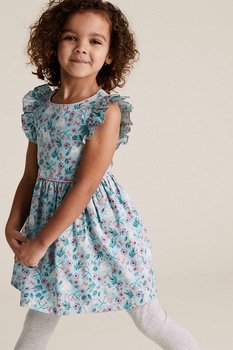 Marks & Spencer, Rochie scurta evazata cu imprimeu, Bleu/Alb/Roz Marks & Spencer, Rochie scurta evazata cu imprimeu, Bleu/Alb/Roz