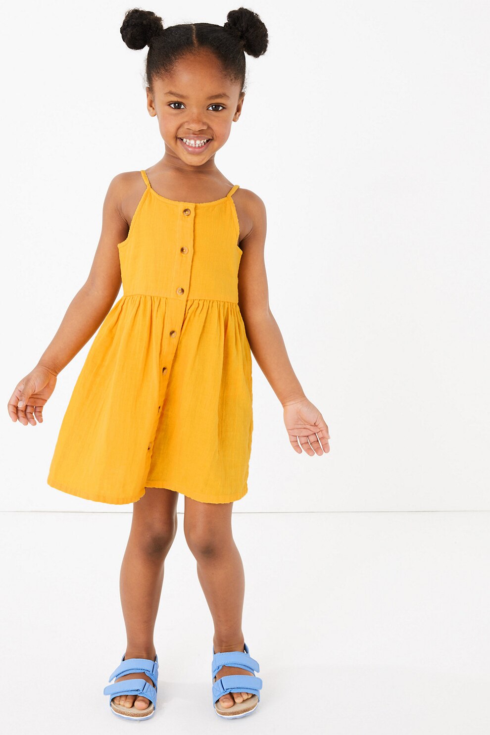 Marks & Spencer, Rochie mini evazata cu bretele ajustabile, Galben sofran