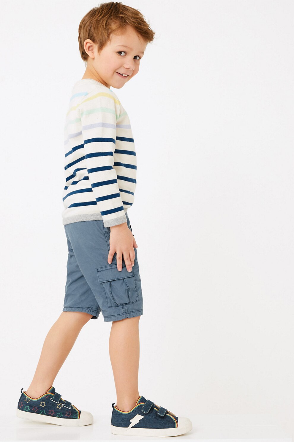 Marks & Spencer, Pantaloni scurti cargo cu o curea, Albastru petrol