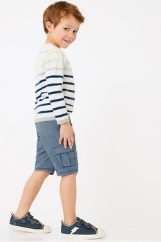 Marks & Spencer, Pantaloni scurti cargo cu o curea, Albastru petrol Marks & Spencer, Pantaloni scurti cargo cu o curea, Albastru petrol