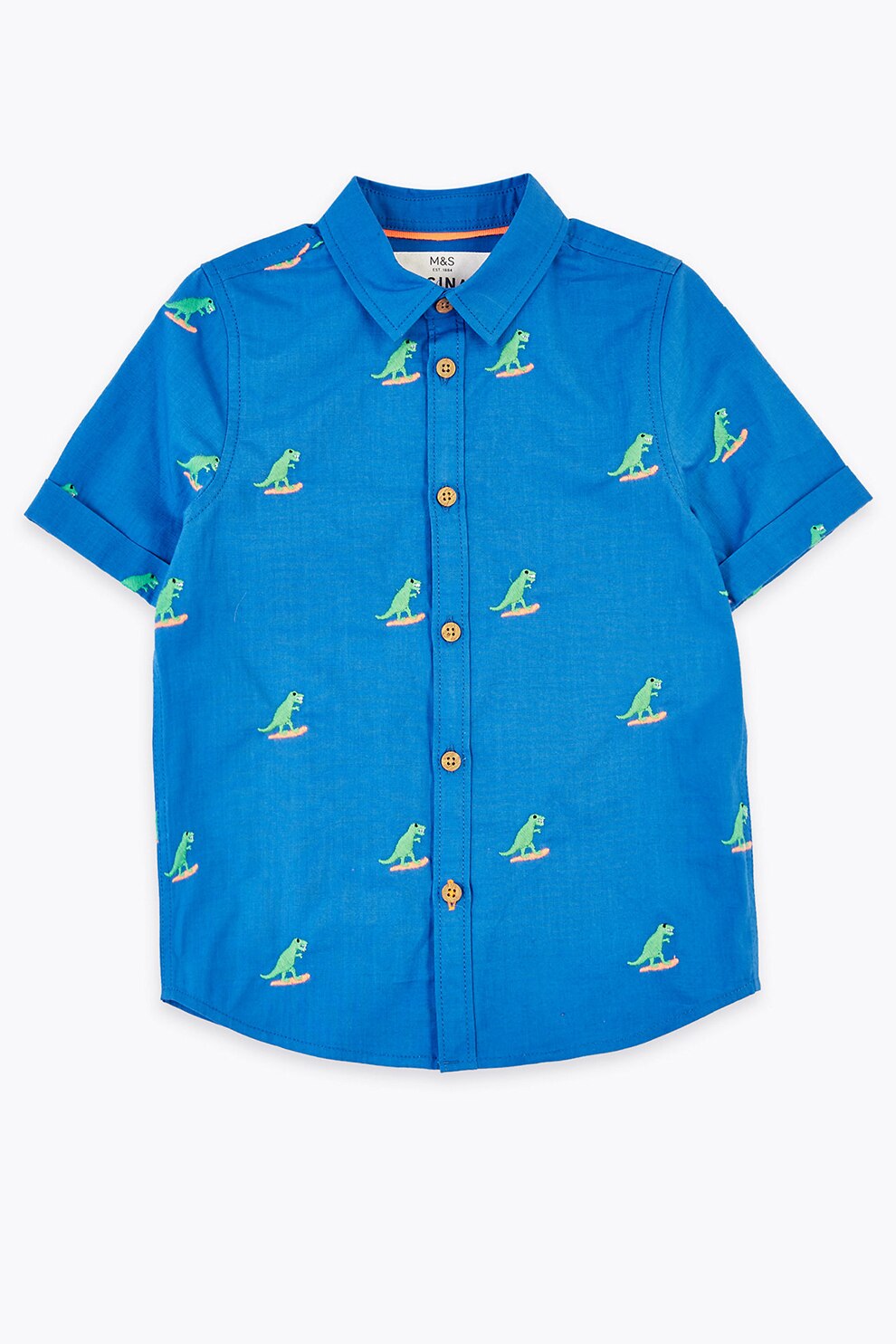 Marks & Spencer, Camasa cu imprimeu si maneci scurte, Albastru