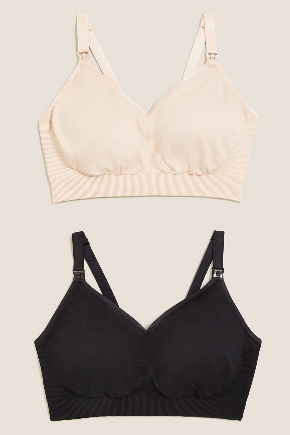 Marks & Spencer, Set de sutiene pentru gravide - 2 perechi, Negru/Roz pal