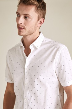 Marks & Spencer, Camasa regular fit cu imprimeu, Alb Marks & Spencer, Camasa regular fit cu imprimeu, Alb