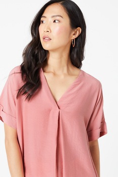 Marks & Spencer, Bluza vaporoasa cu decolteu in V, Roz Marks & Spencer, Bluza vaporoasa cu decolteu in V, Roz