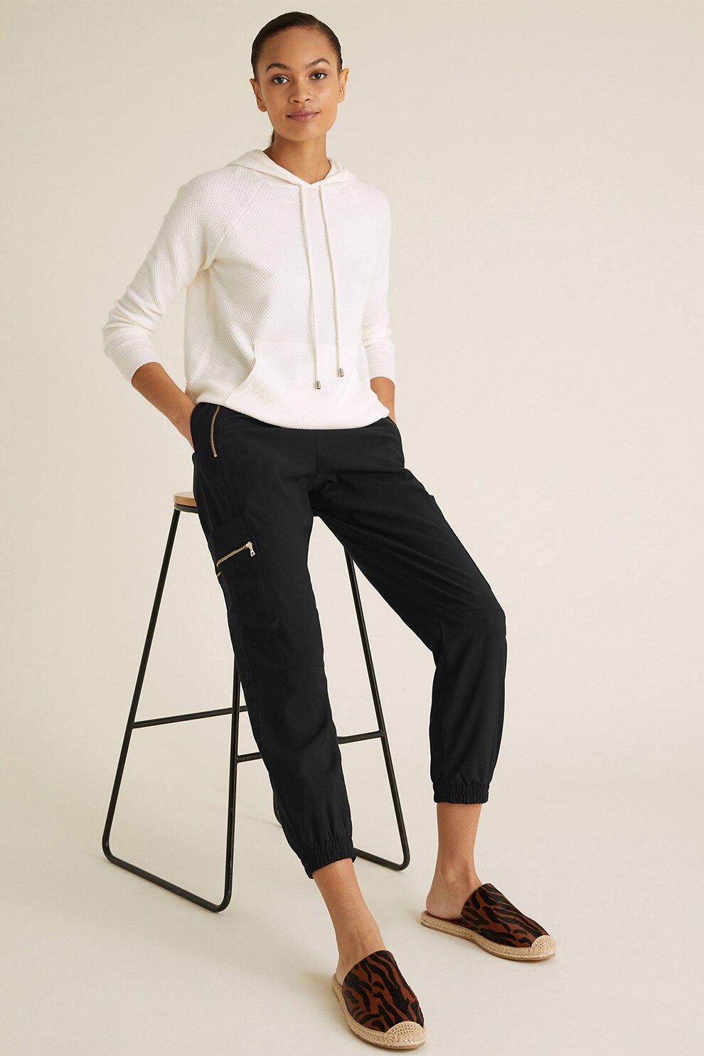 Marks & Spencer, Pantaloni jogger cargo, Negru, W34-L31