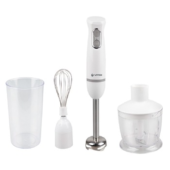 Blender de mana VITEK VT-3413, 700 W, 2 viteze, Functie Turbo, maruntitor 600 ml, pahar gradat plastic 600 ml, agitator p/u batere, Alb Blender de mana VITEK VT-3413, 700 W, 2 viteze, Functie Turbo, maruntitor 600 ml, pahar gradat plastic 600 ml, agitator p/u batere, Alb