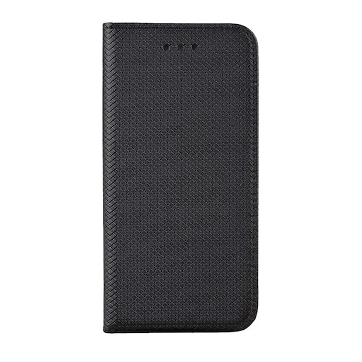 Flip Cover от екологична кожа, съвместим с Vivo X60 Pro, магнитно затваряне, елегантен дизайн, държач за карти, функция стойка, черен