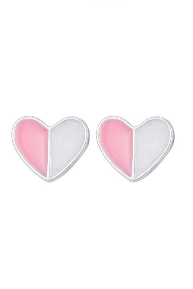 Cercei din argint 925 Pink Heart in forma de inima cu cheita din argint, ideali cadou, aniversare, sarbatori, martisor