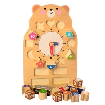Ceas multifunctional, puzzle incastru, forme geometrice, model ursulet Ceas multifunctional, puzzle incastru, forme geometrice, model ursulet