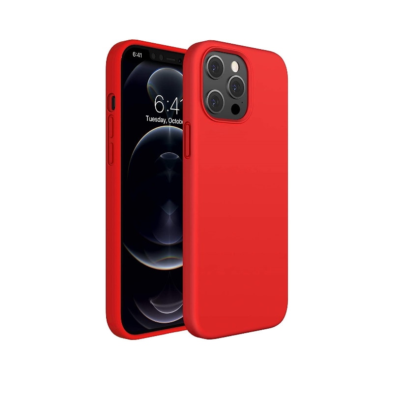 Husa protectie pentru iPhone 12/12 Pro, ultra slim din silicon Rosu,silk touch, interior din catifea