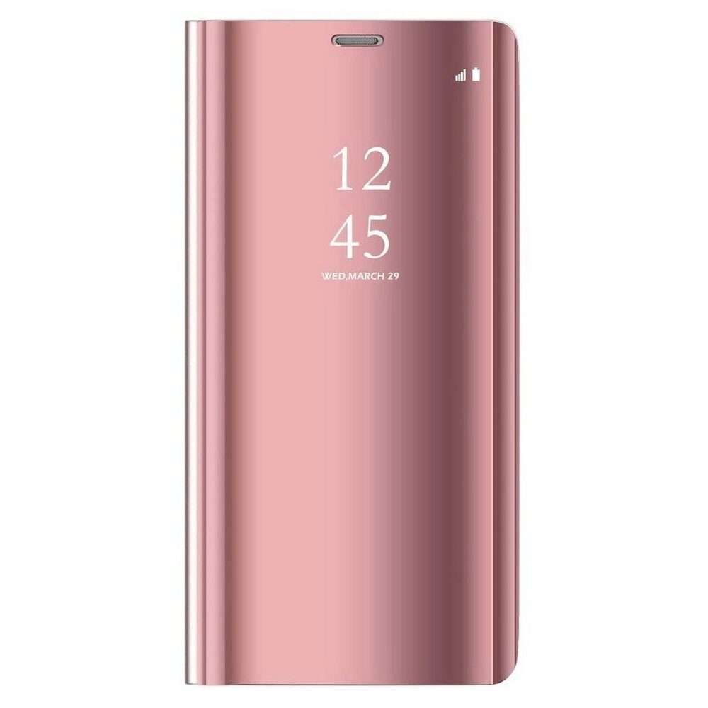 Husa Carte Clear View compatibil cu Huawei P40 Lite E, Functie Stand, Roz