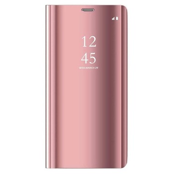Husa Carte Clear View pentru Samsung Galaxy A32 4G, Functie Stand, Roz