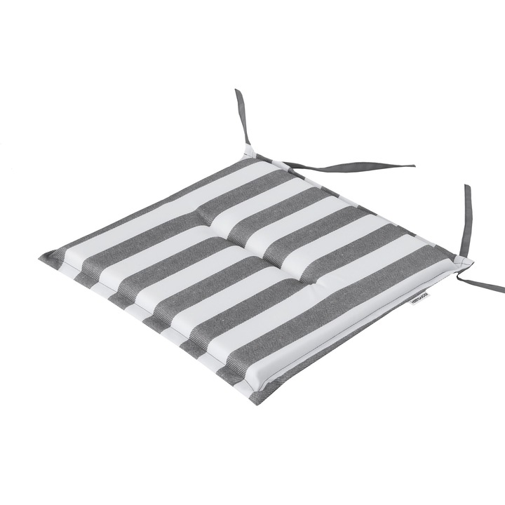 Възглавница за градински стол Oxford, HobbyDog, "Жаба", Сива с бели ивици, 45x45x4 см