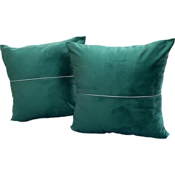 Set 2 huse pentru pernute decorative Velvet Liz Line, 40x40 cm, inchidere cu fermoar, catifea, Verde Set 2 huse pentru pernute decorative Velvet Liz Line, 40x40 cm, inchidere cu fermoar, catifea, Verde