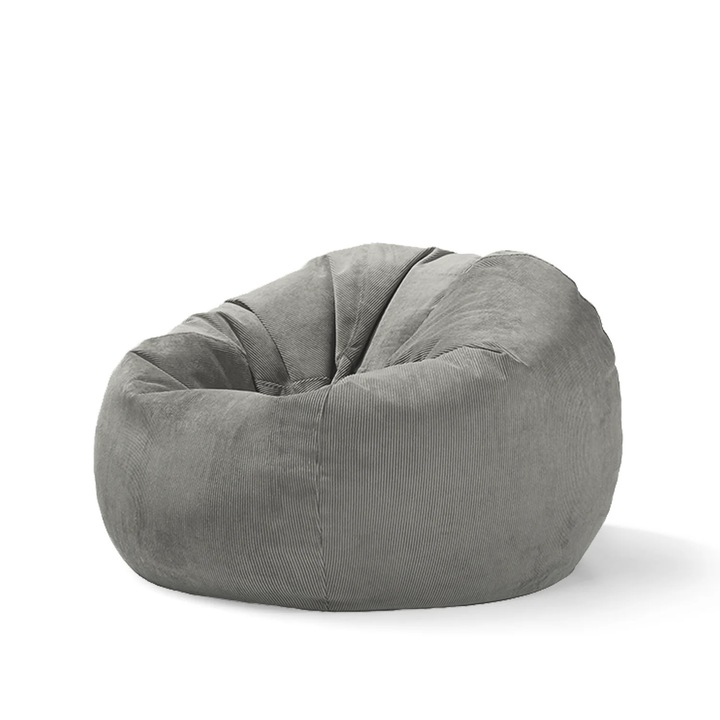 Fotoliu Puf CHIC, Tip Para, cu maner, material tapiterie velur, anti alergic, umplut cu spuma elastica si fibre siliconice, Gri