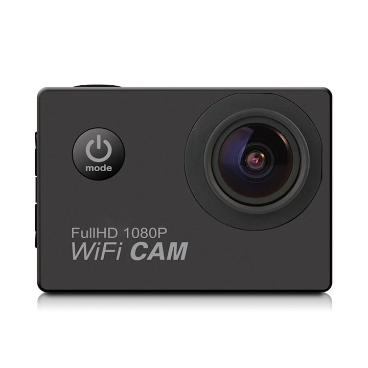 Спортна екшън камера 1Tech AUSEK AT-G100, Full HD 1080p, 30 FPS, Wi-Fi, Комплект аксесоари, Черен