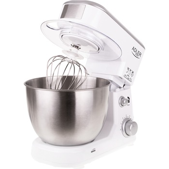 Mixer planetar Adler AD4216, 1000W, 6 viteze, capacitate bol 4l, Alb/Inox Mixer planetar Adler AD4216, 1000W, 6 viteze, capacitate bol 4l, Alb/Inox