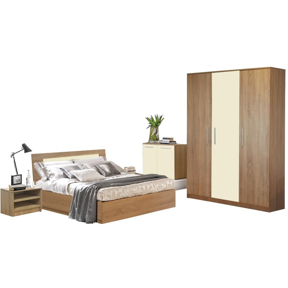 Dormitor Sonoma, 16 Stejar Bardolino si Crem