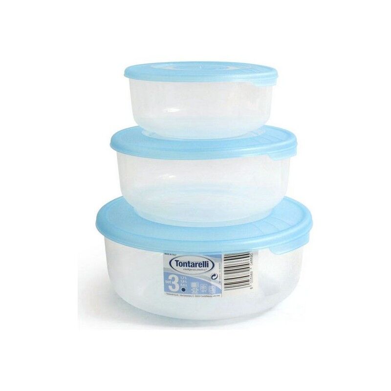 Set de 3 Cutii pentru Pranz Tontarelli (0,5 - 1 - 2 L) Albastru, Plastic