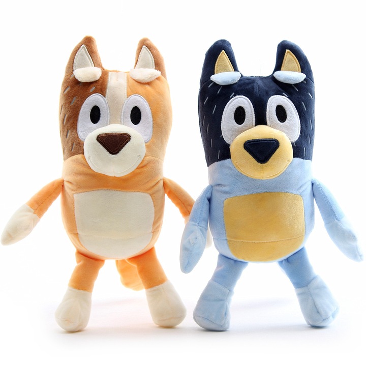 Set 2 Personaje de plus BRINIO® - Chilli si Bandit din Bluey si Bingo, 28 cm