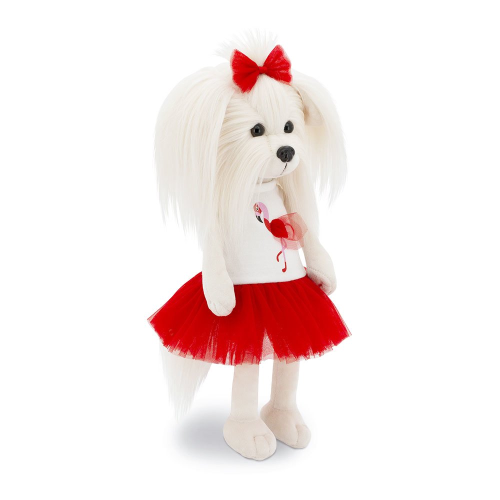 Jucarie din plus, Orange Toys, Catelusa Lucky Mimi, 25 cm, Alb/Rosu/Maro