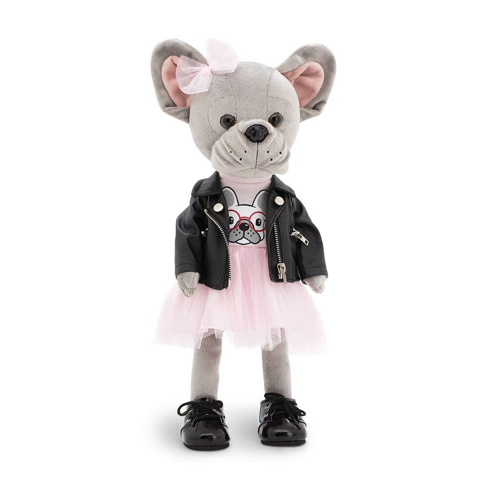 Jucarie de plus, Orange Toys, Catelusa Lucky Betsy, Cheeky Style, 25 cm, Roz/Gri/Negru