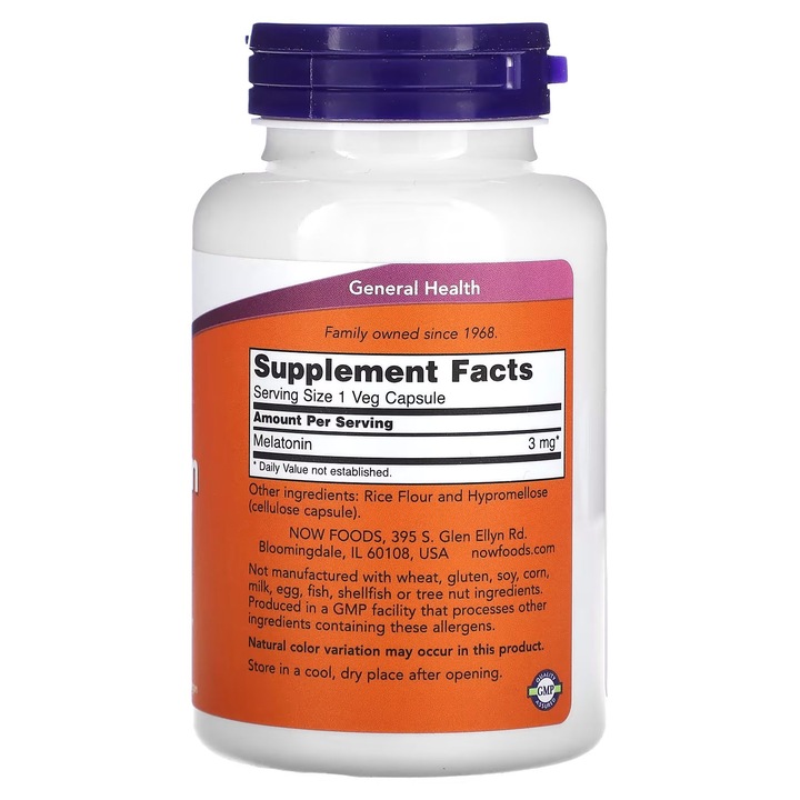 Now Foods Melatonin 3 mg, 180 vegán kapszulák