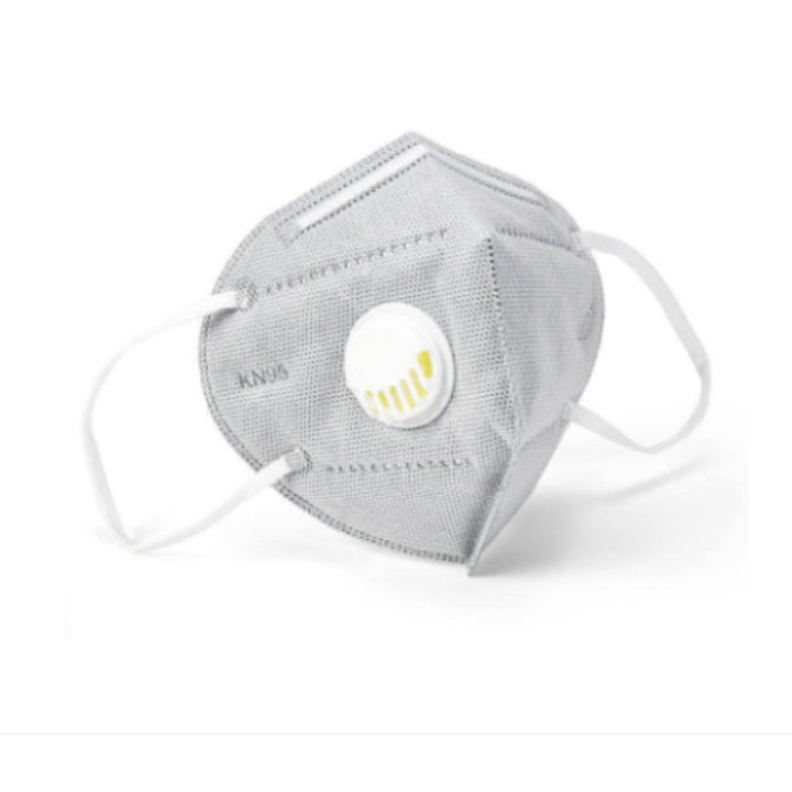 FFP2 – (KN95), 5 rétegű légzőszelepes arcmaszk, Szürke, 1 darab