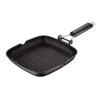 Tigaie grill Bergner, aluminiu, 24cm, neagra