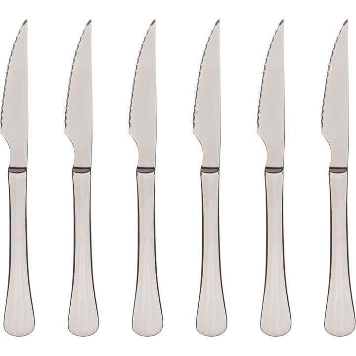 Комплект 6 ножа за пържоли Bergner Munich Silver Shiny, Неръждаема стомана