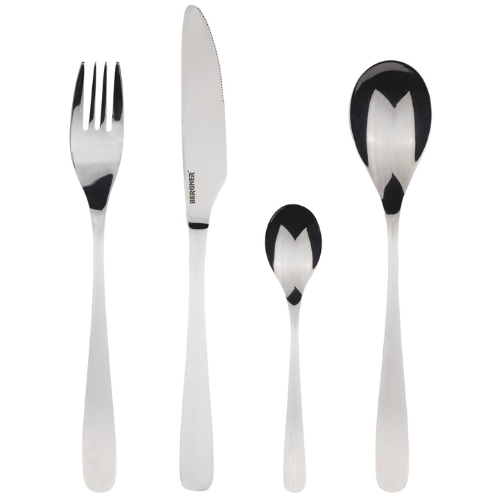 Комплект 24 прибора за хранене Bergner Poitiers, Inox
