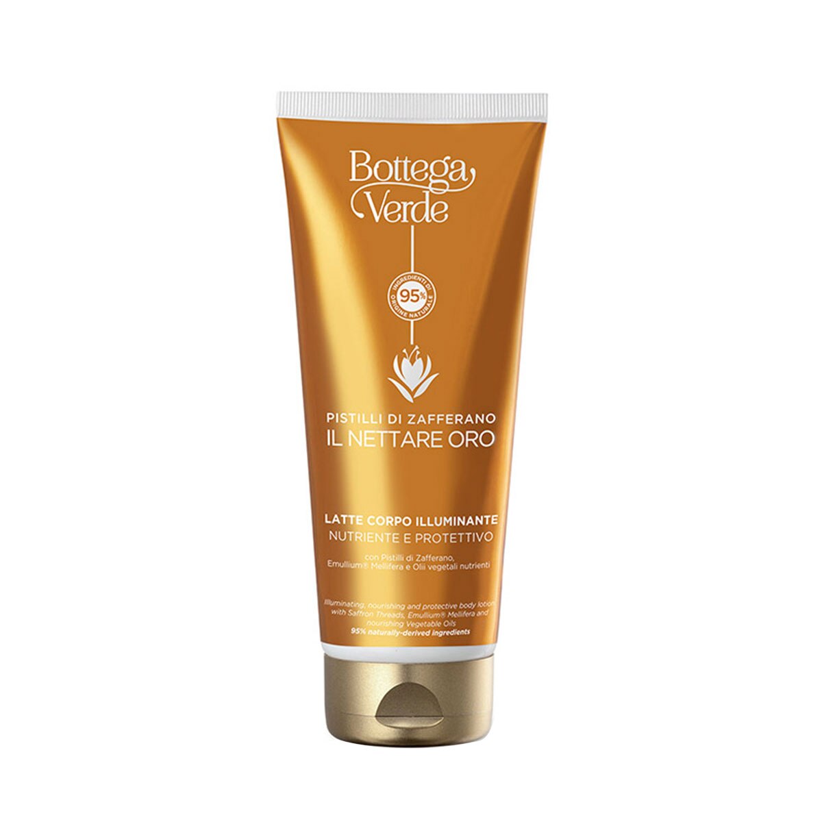 Lapte pentru corp, hranitor, cu uleiuri vegetale si pistili de sofran - Pistilli di Zafferano, 200 ML, Bottega Verde