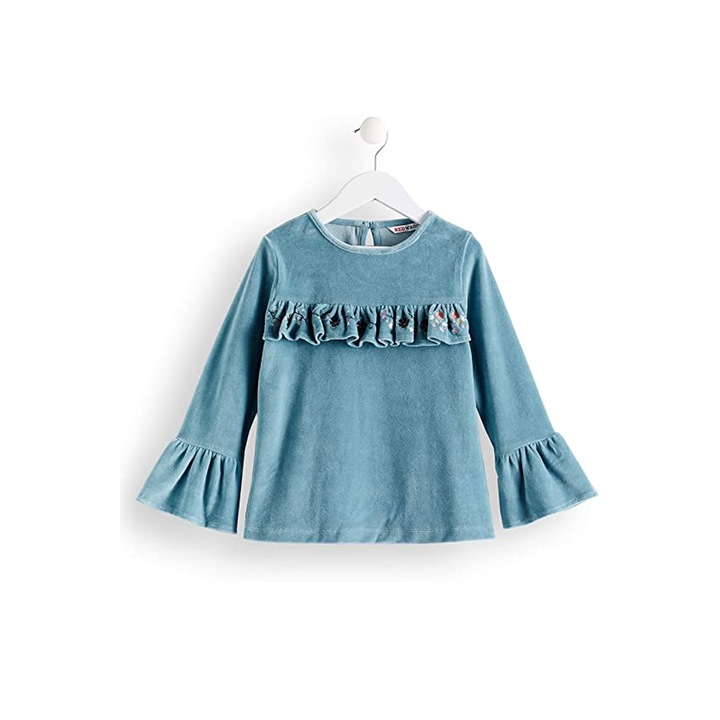 Bluza pentru copii, Red Wagon, Catifea, Detalii ondulate, Albastru, 4 ani, 104 CM