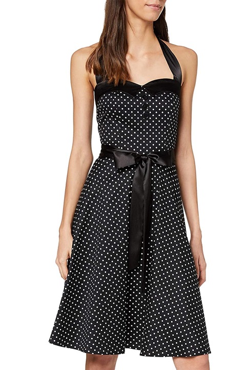 -Дамска рокля Find Oliceydress, На точки, С корсет закопчаване, Матово черно