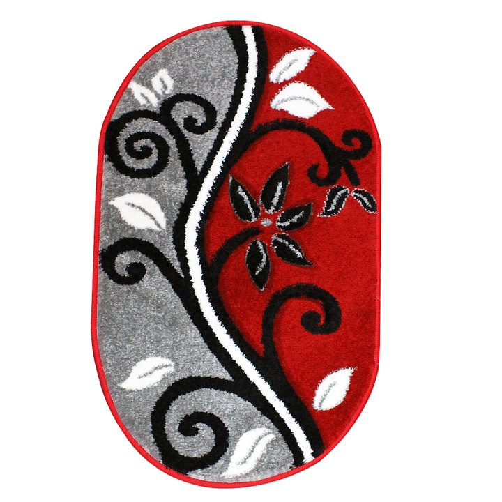 Frise szőnyeg, Piros, Szürke, 50 X 80 cm