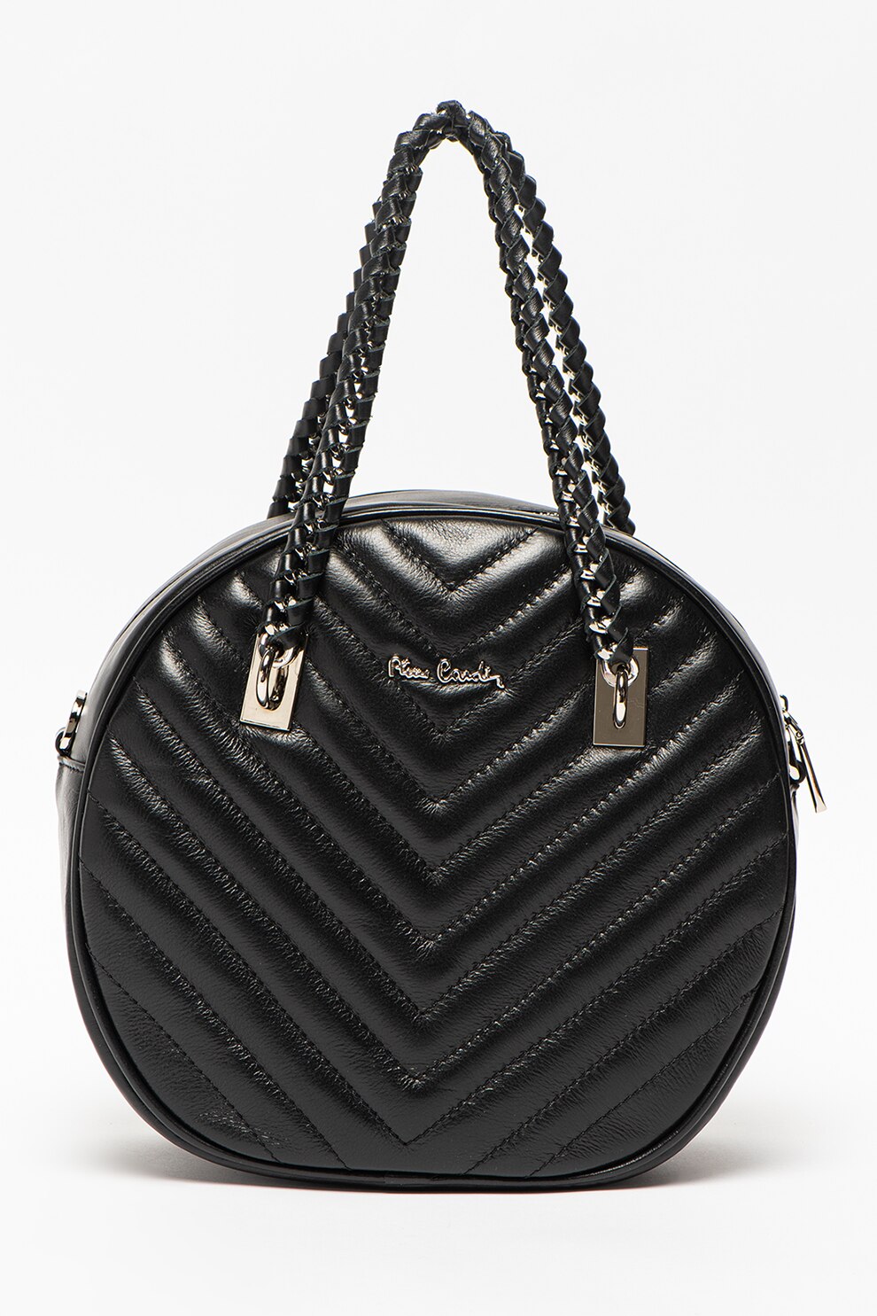 Pierre Cardin, Geanta de piele cu bareta de umar si aspect matlasat, Negru