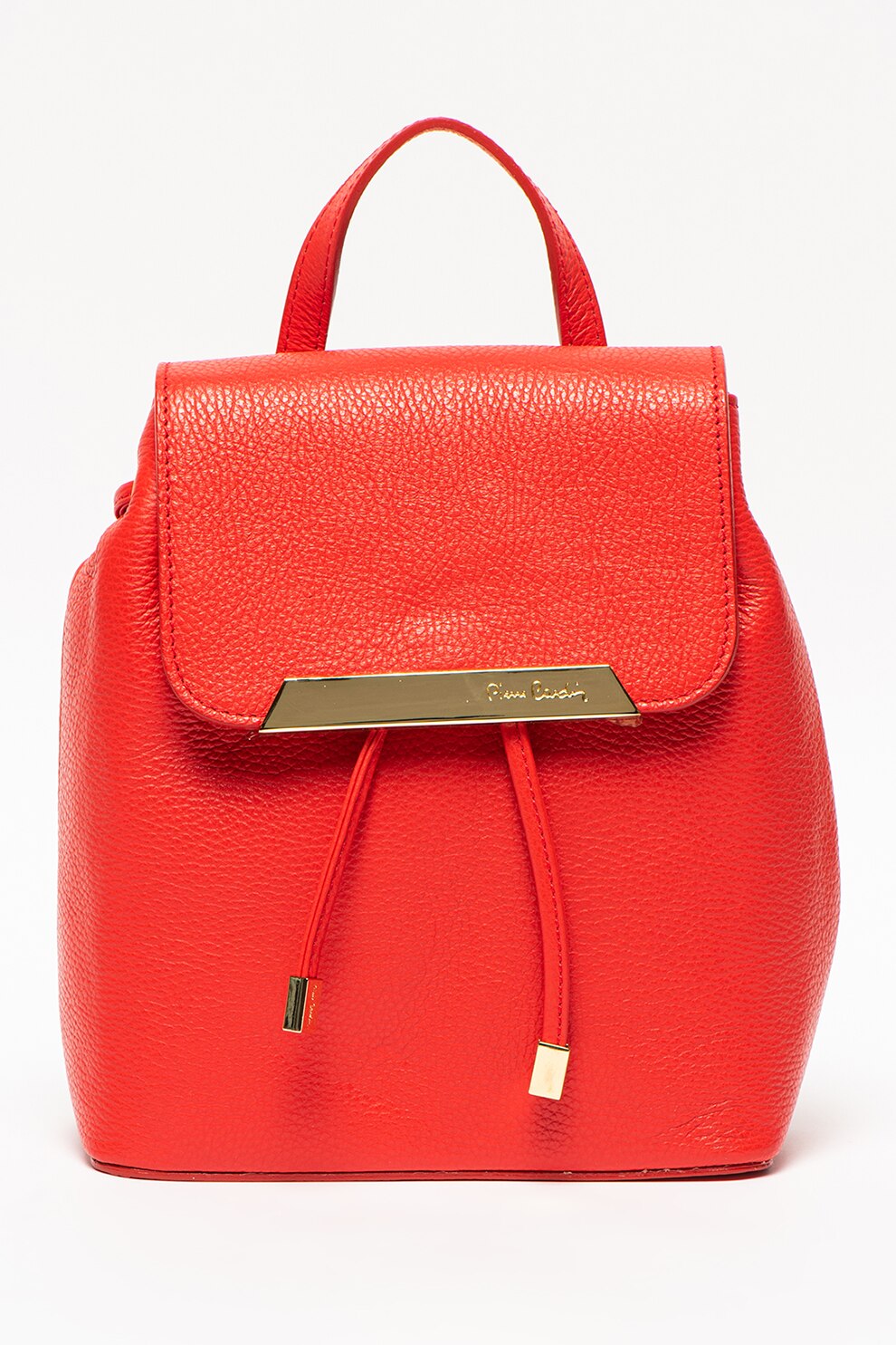 Pierre Cardin, Rucsac de piele cu detaliu logo, Roşu